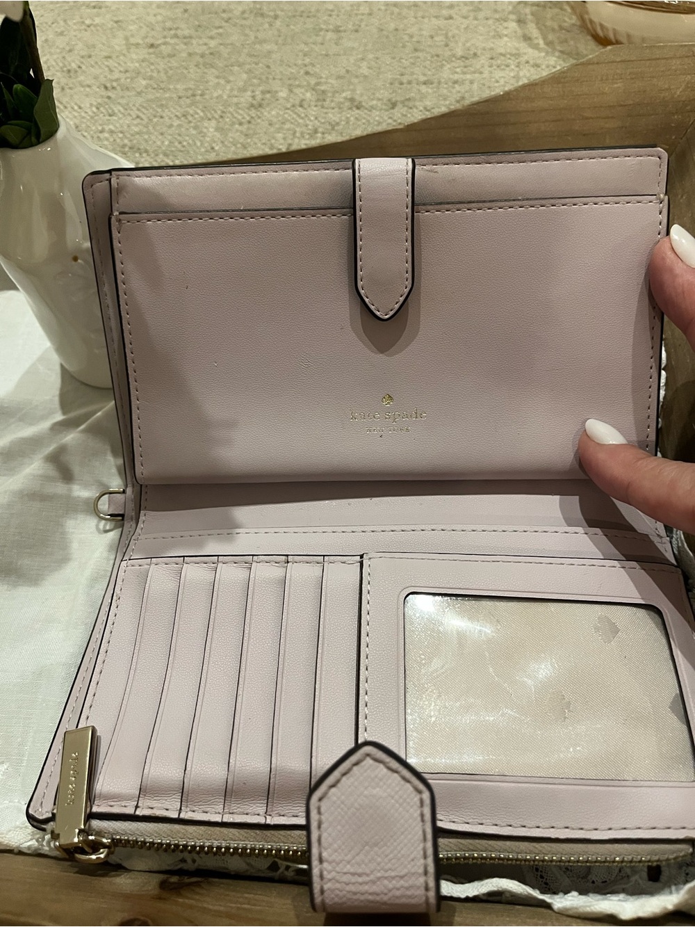 kate spade Pale Pink Saffian Wallet - Picture 4 of 10